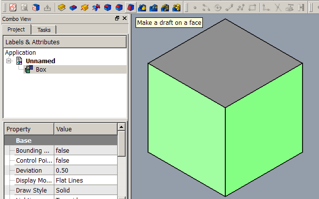 Select one or more faces of the object before starting the tool. Here, 2 faces have been selected.