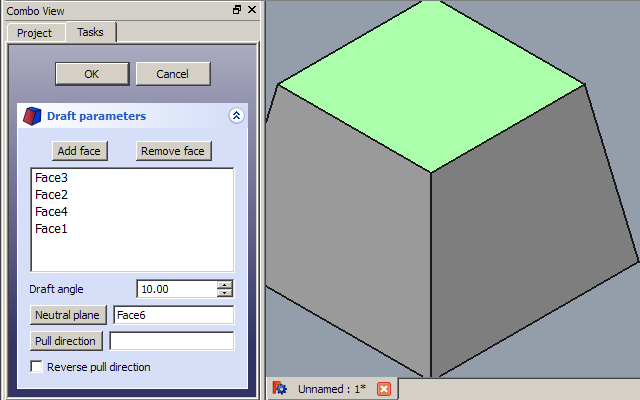 The Neutral Plane has been changed to the top. Now, the top plane has stayed dimensionally stable, while the draft has made the bottom plane larger.