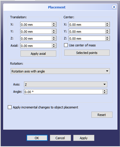 Placement task panel