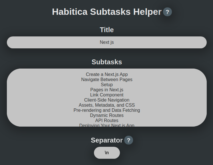 Pasted subtasks in Habitica Subtasks Helper
