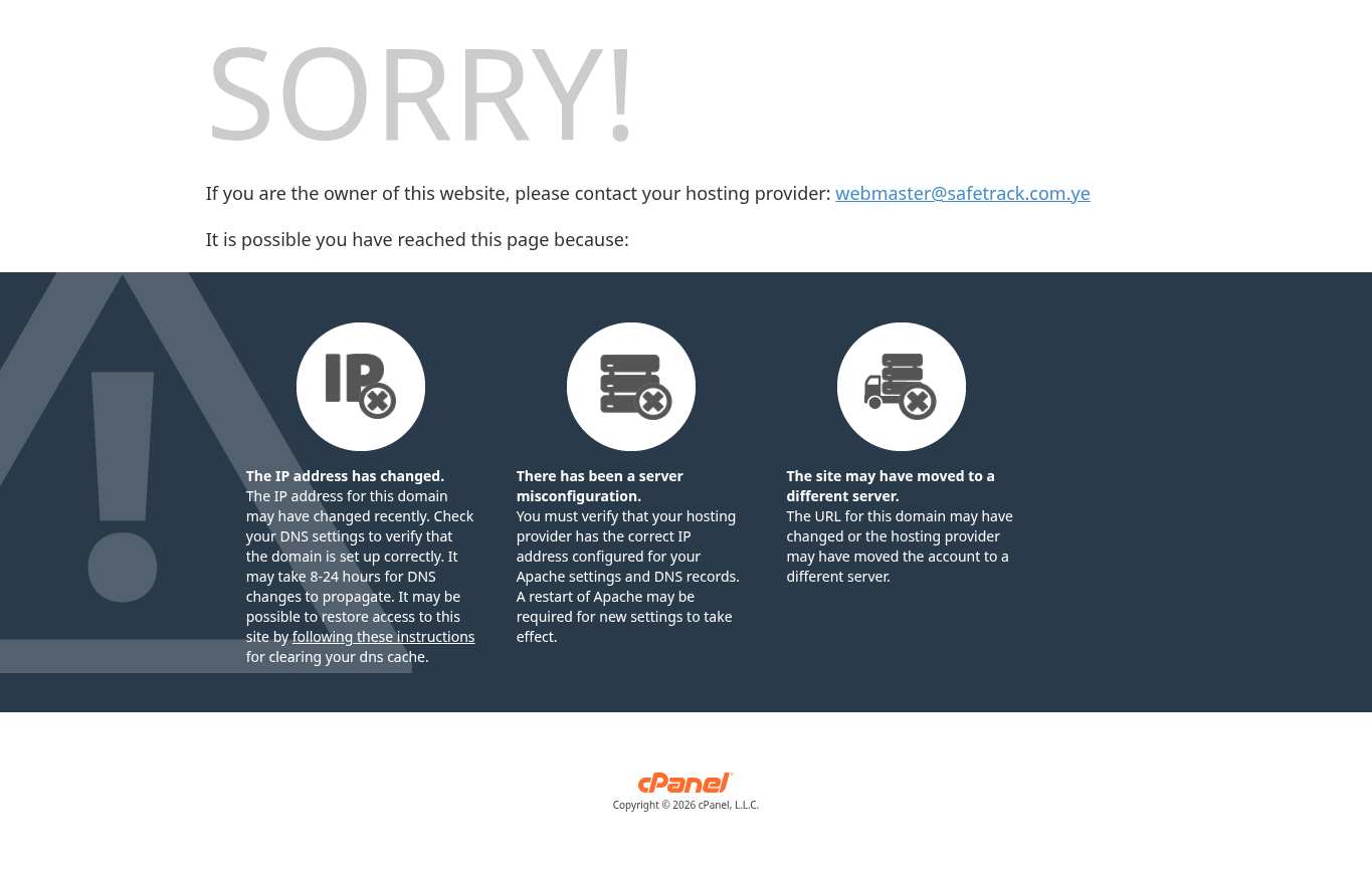 Cropped preview of the latest successful full-page screenshot for safetrack.com.ye