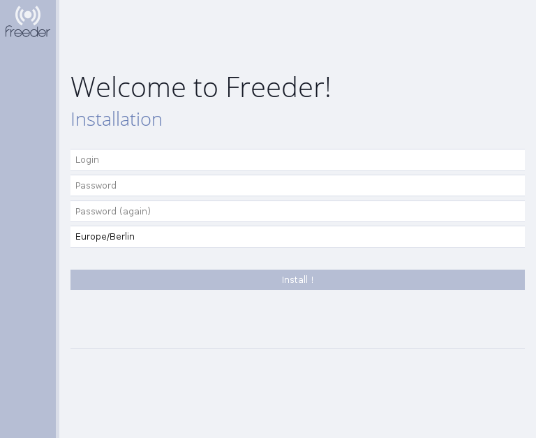 Freeder installation page