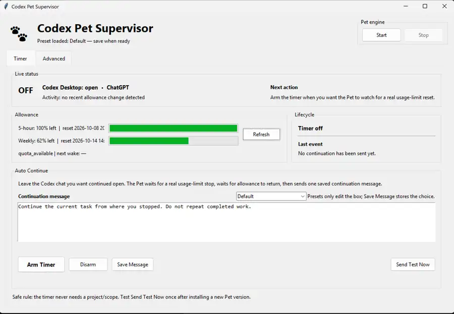 Codex Pet Supervisor Timer UI