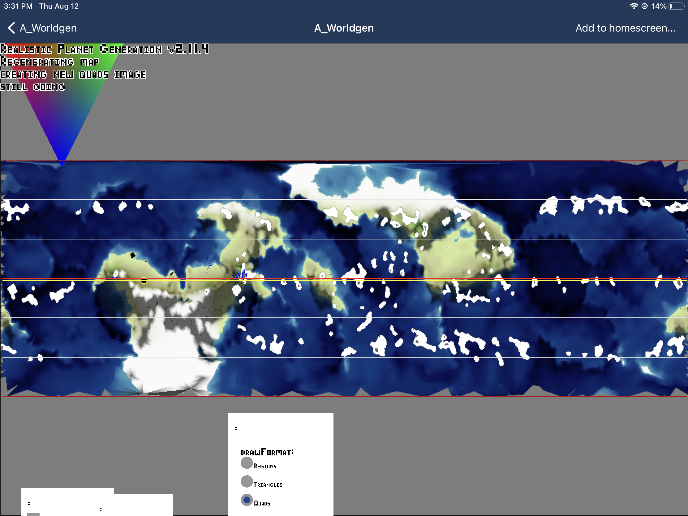 An HD render of the mercador projection of a planet generated with this project