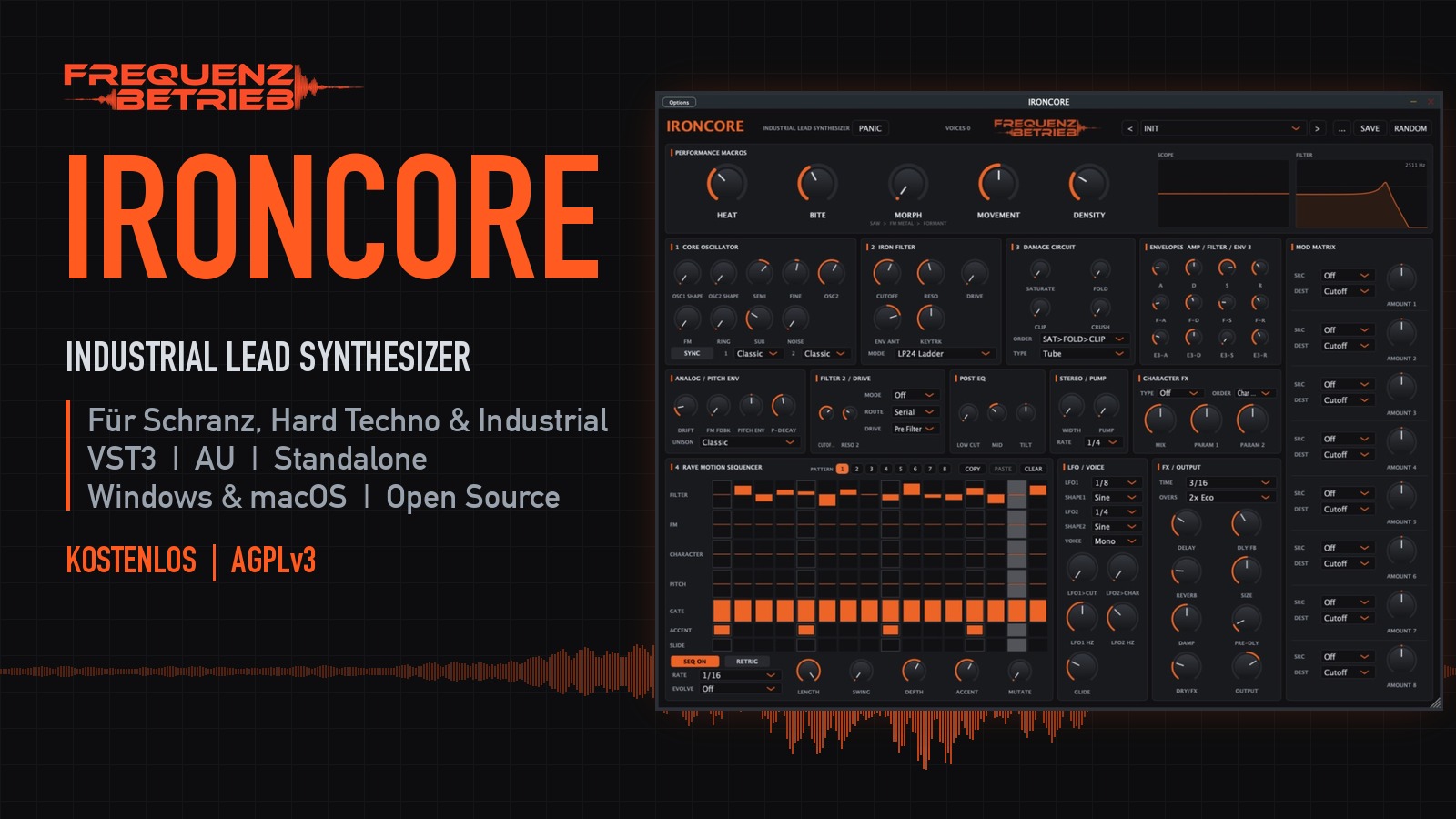 IRONCORE – Industrial Lead Synthesizer von Frequenzbetrieb