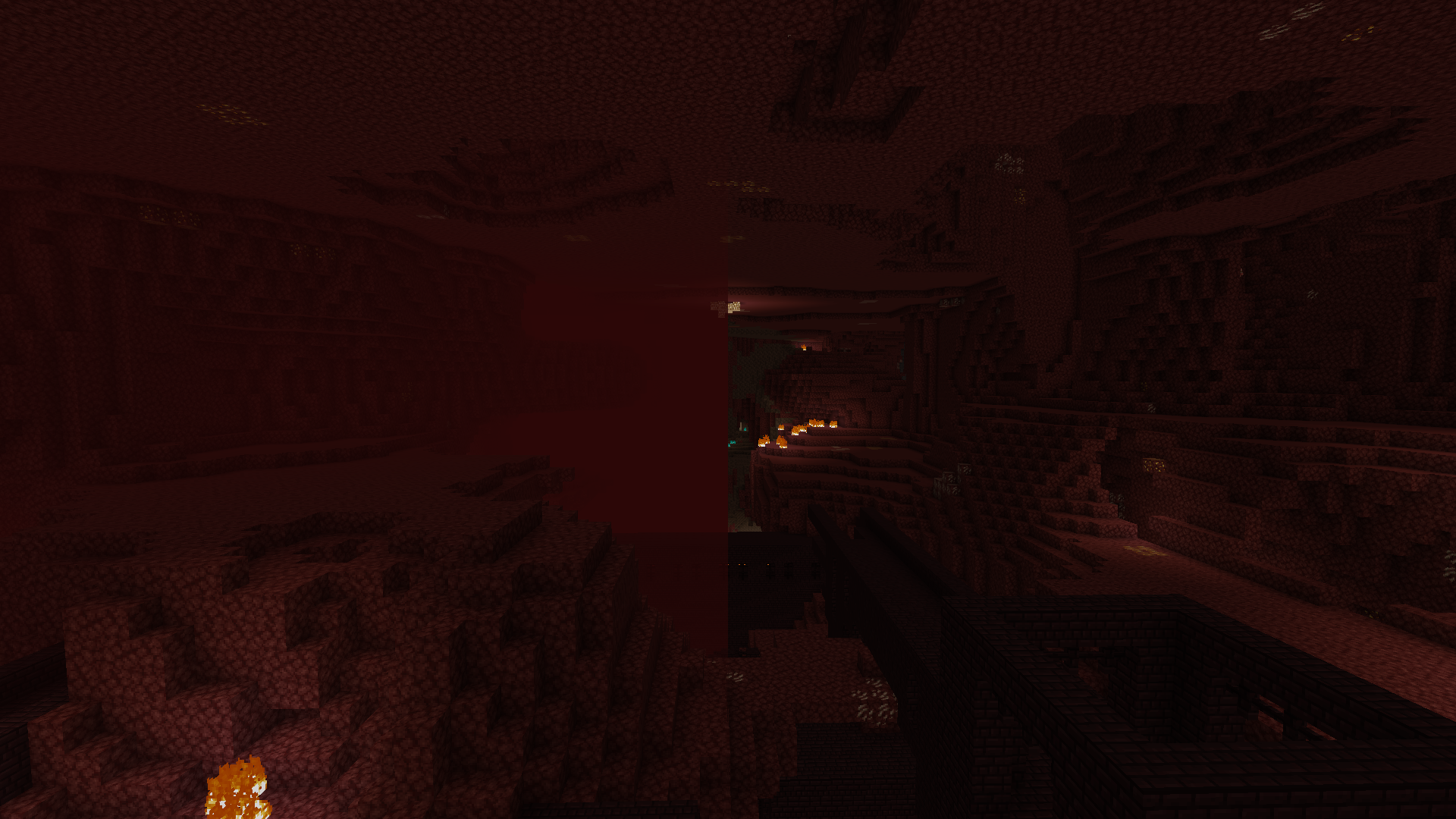 comparison between nether with and without fog