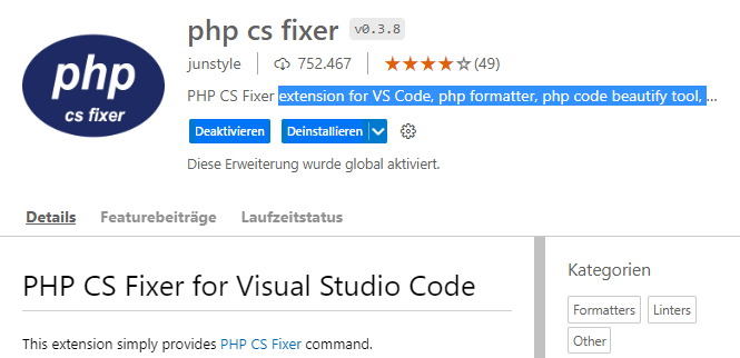 junstyle - PHP CS Fixer for Visual Studio Code