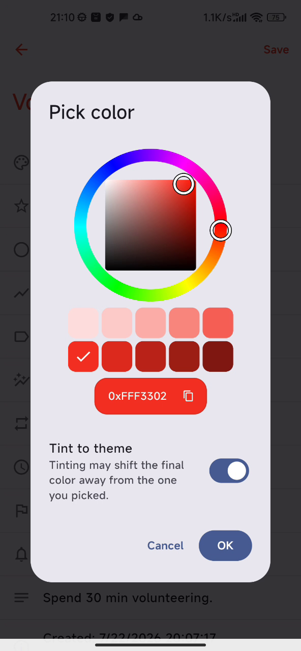 Custom colors and habit grouping