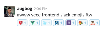 A picture of frontend slack emojis in use