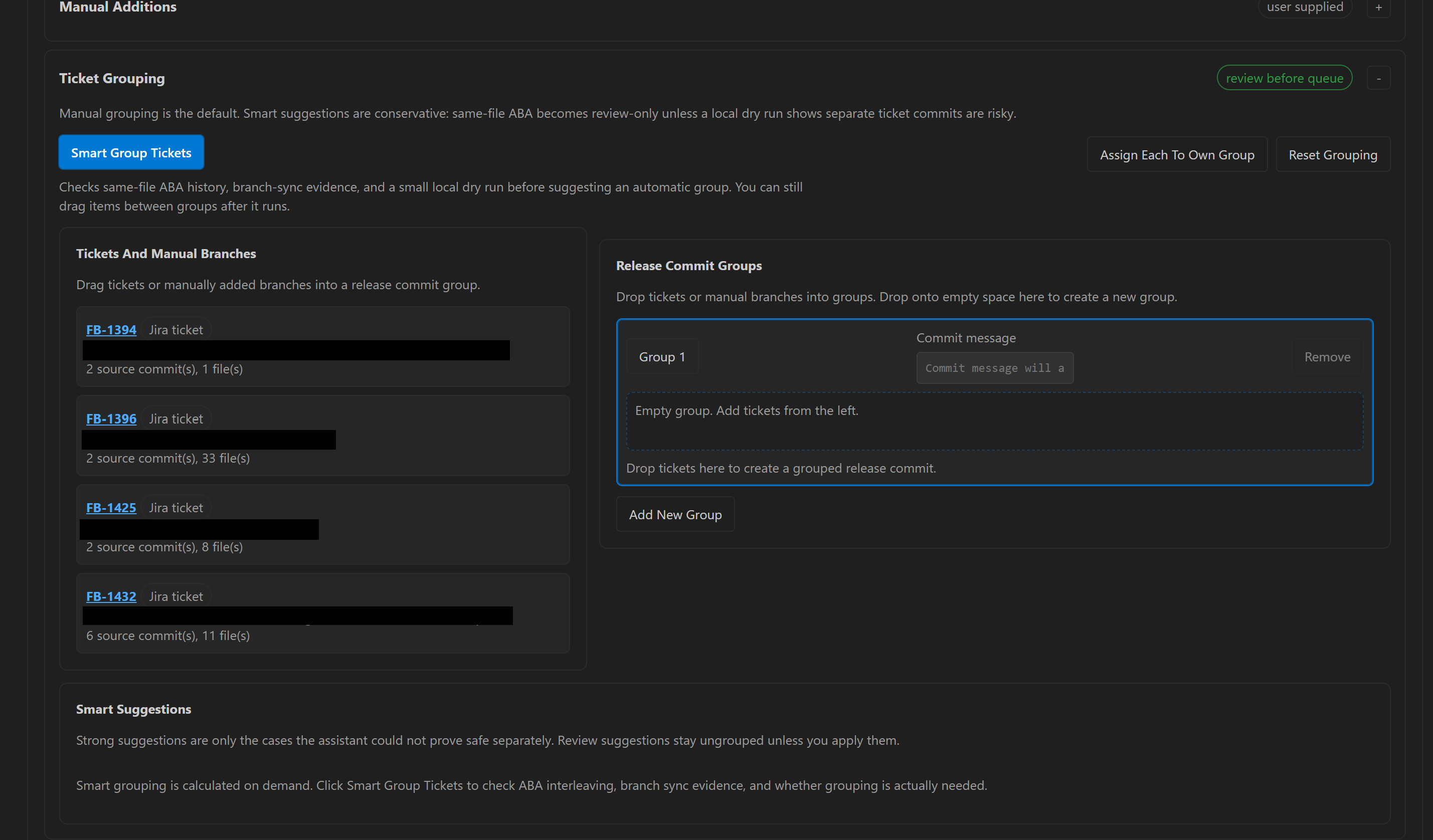 Jira Release Assistant ticket grouping