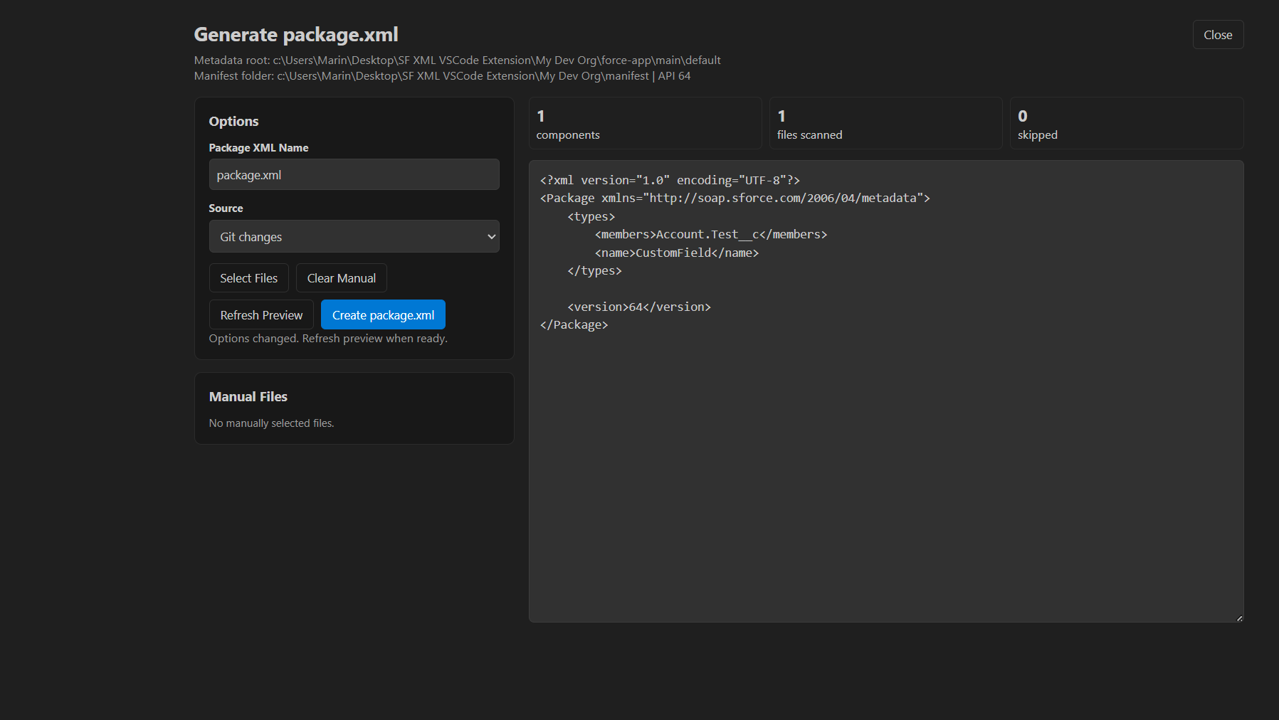 Generate package.xml