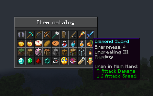 An item grid showing a Minecraft tooltip
