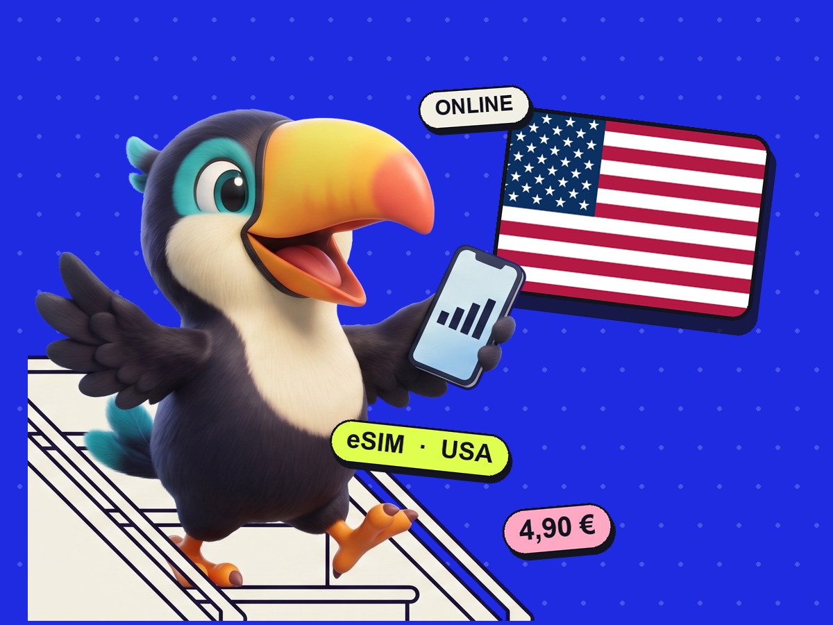 Touki, la mascotte Toukan, connecté aux États-Unis