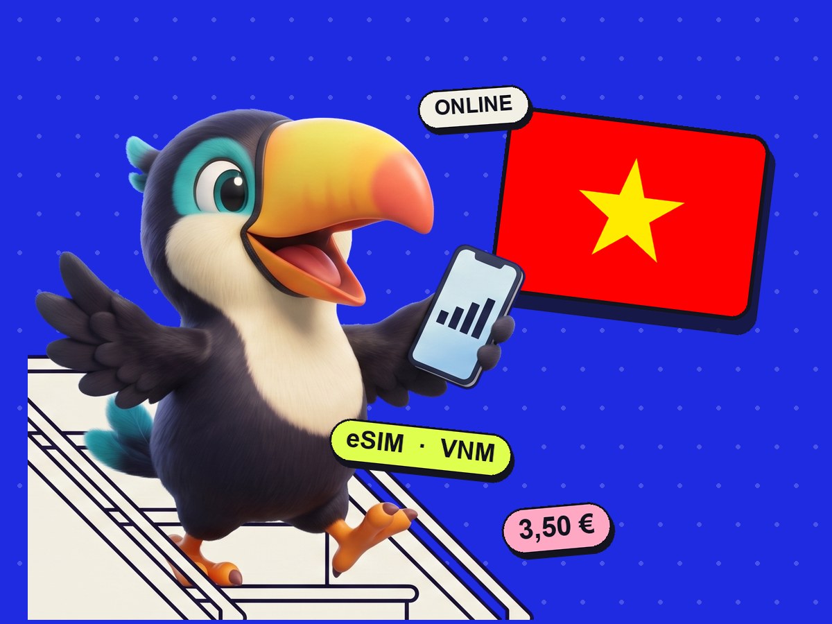 Touki, la mascotte Toukan, connecté au Vietnam