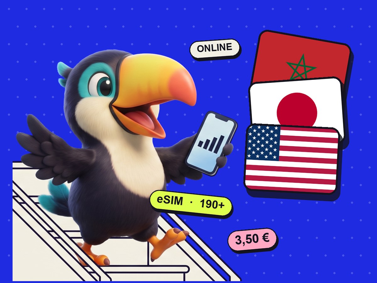 Touki, la mascotte Toukan, prêt à voyager