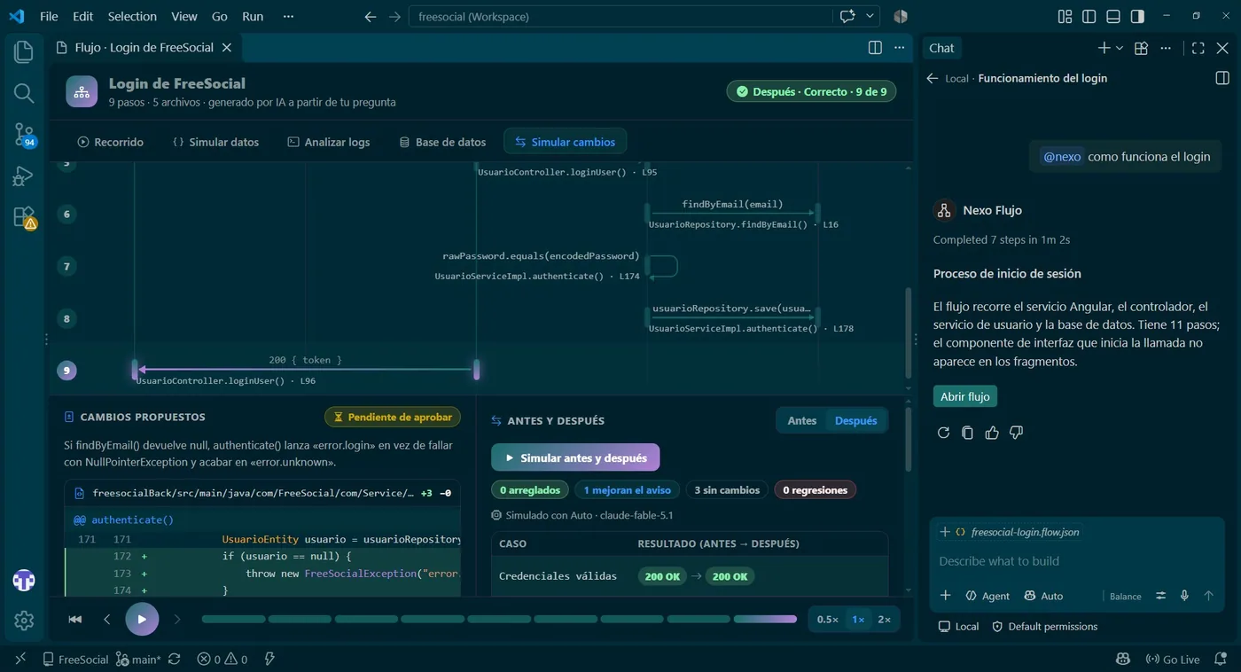 @traza genera el flujo del login desde el chat de VS Code