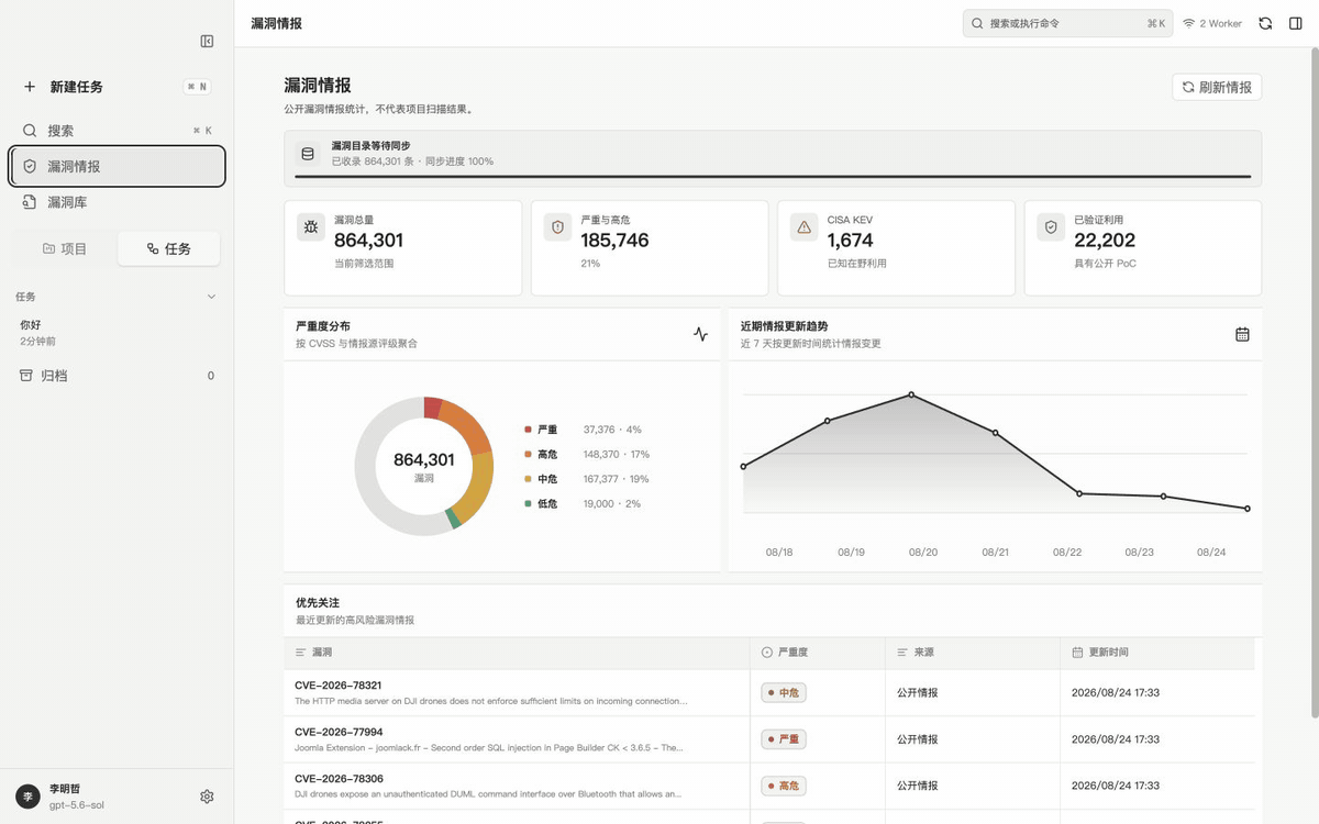 神盾 AegisAl 漏洞情报与漏洞库演示