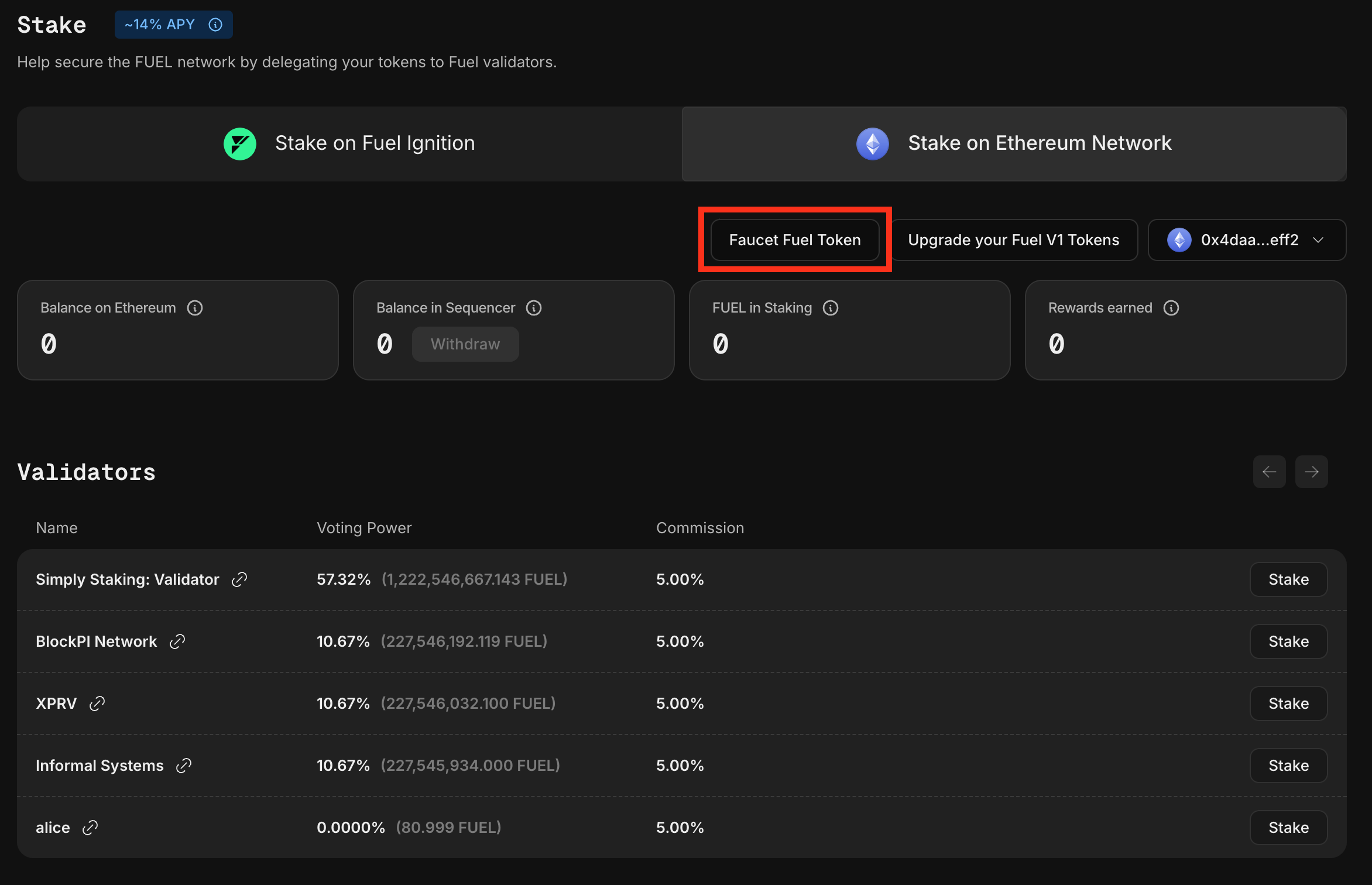 Testnet Fuel Faucet