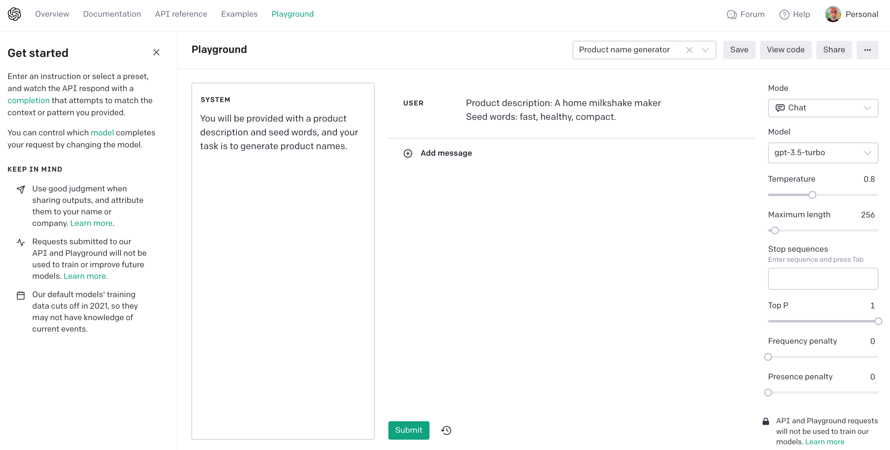 OpenAI Playground