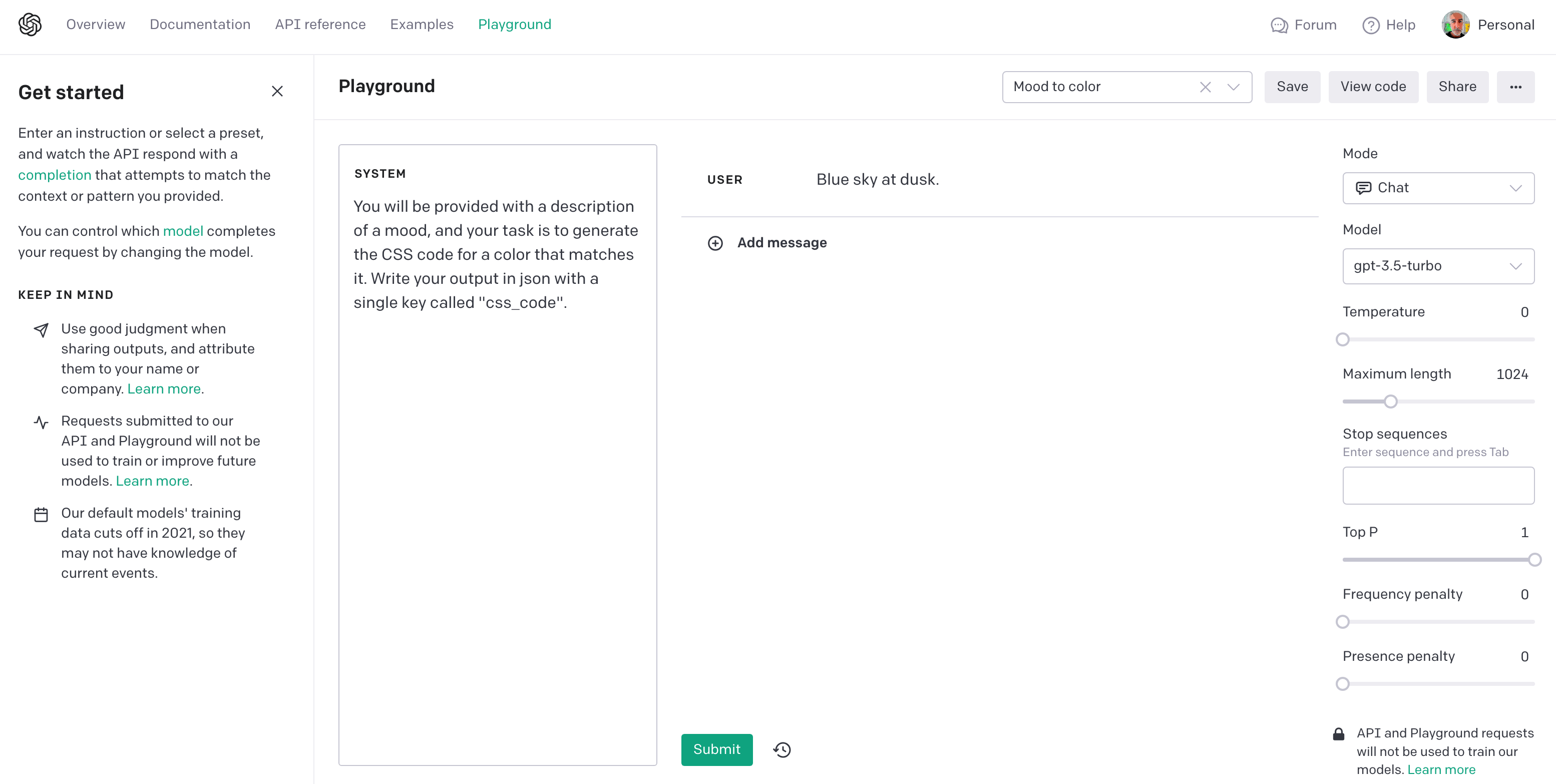 OpenAI Playground