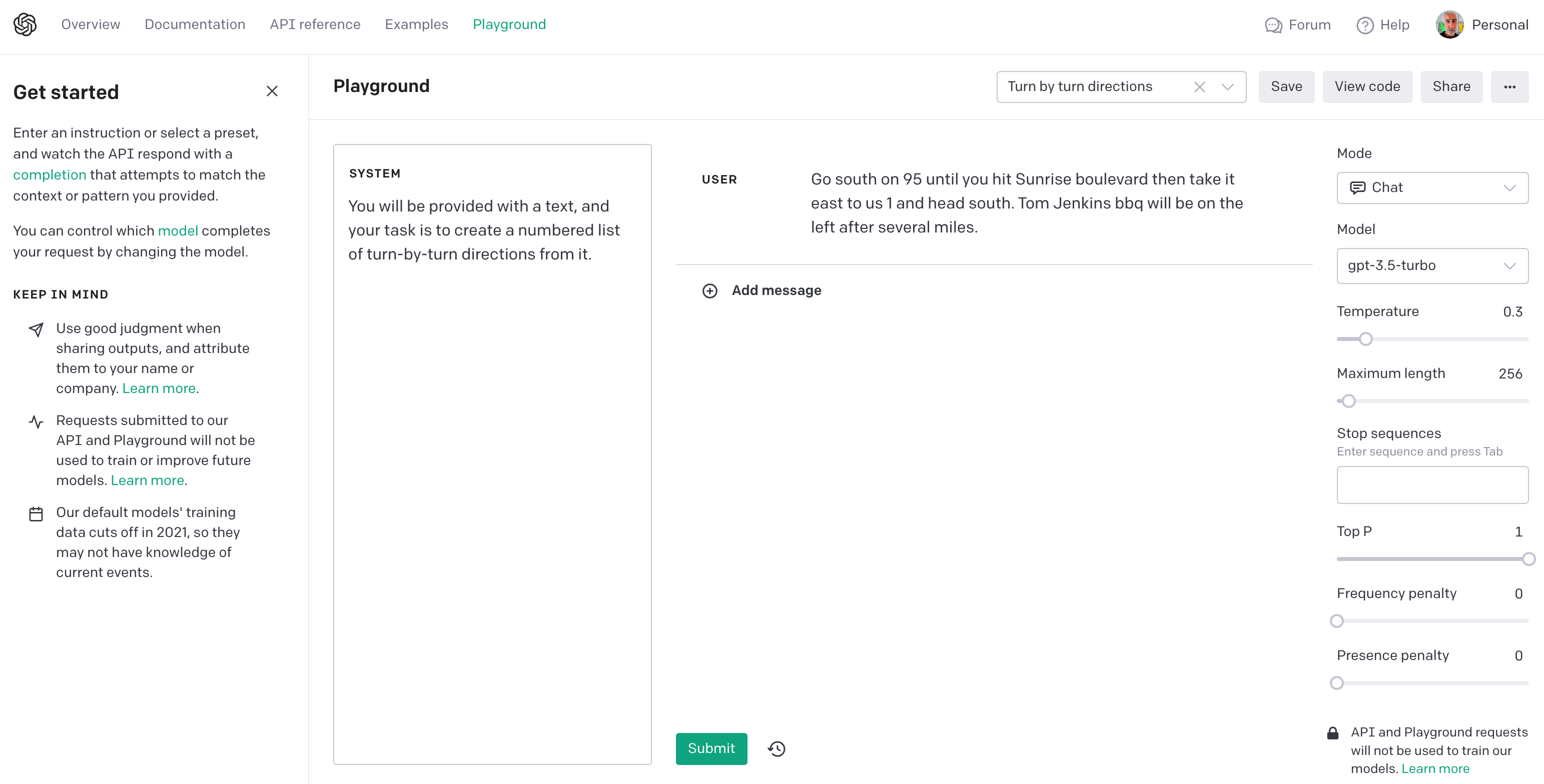 OpenAI Playground