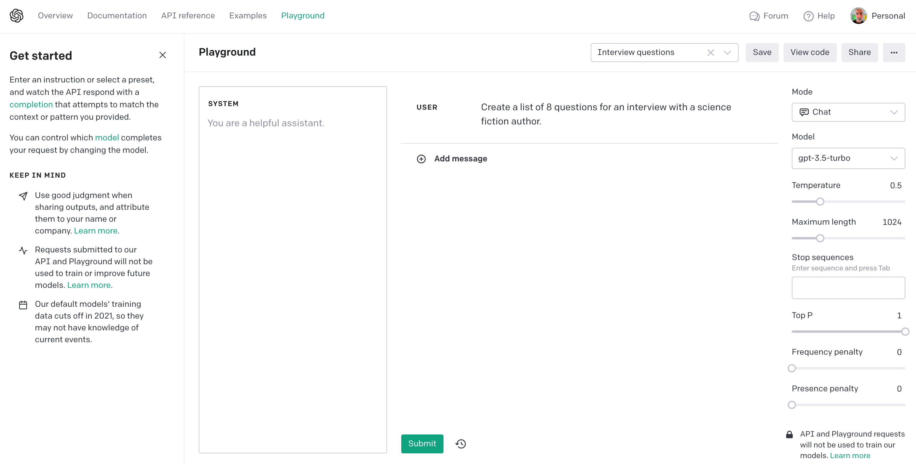 OpenAI Playground