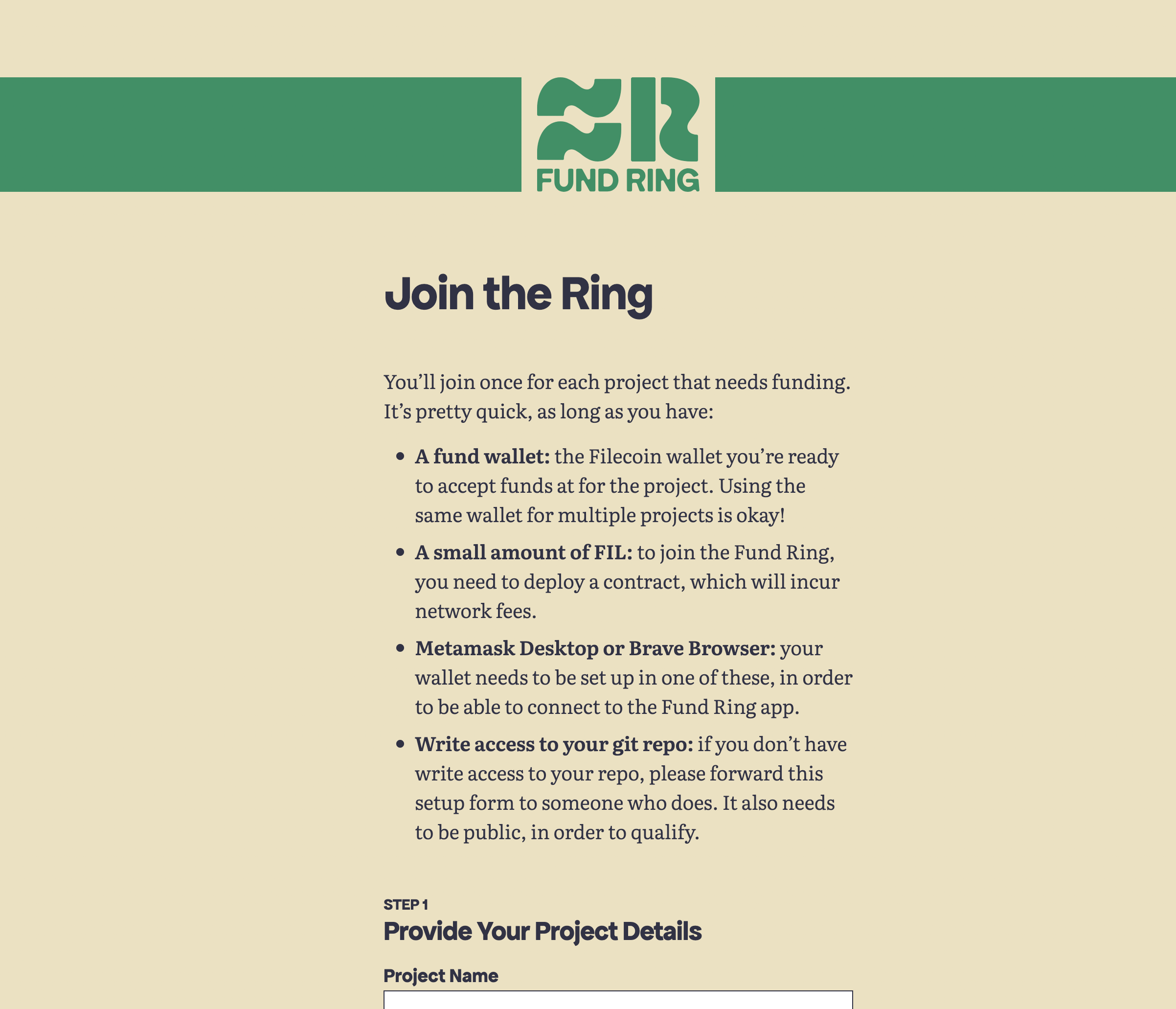 Fund Ring Join UI Screenshot