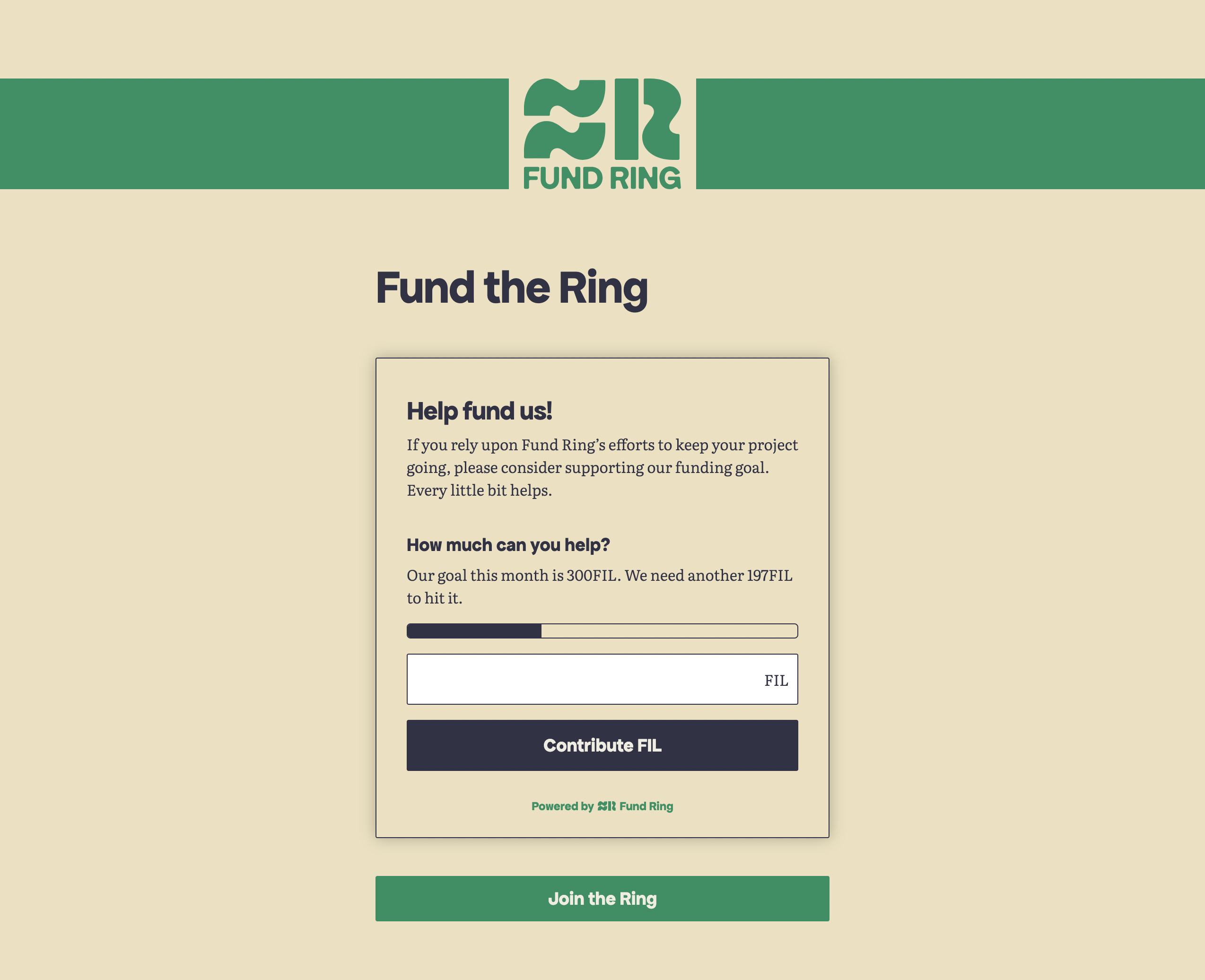 Fund Ring UI Screenshot