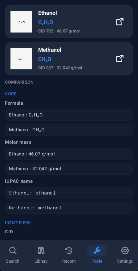 Compare Compounds tool