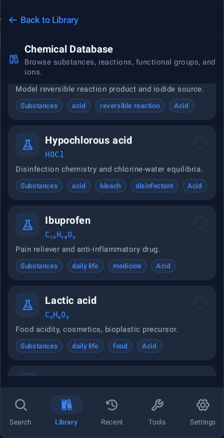 Chemical database in Library
