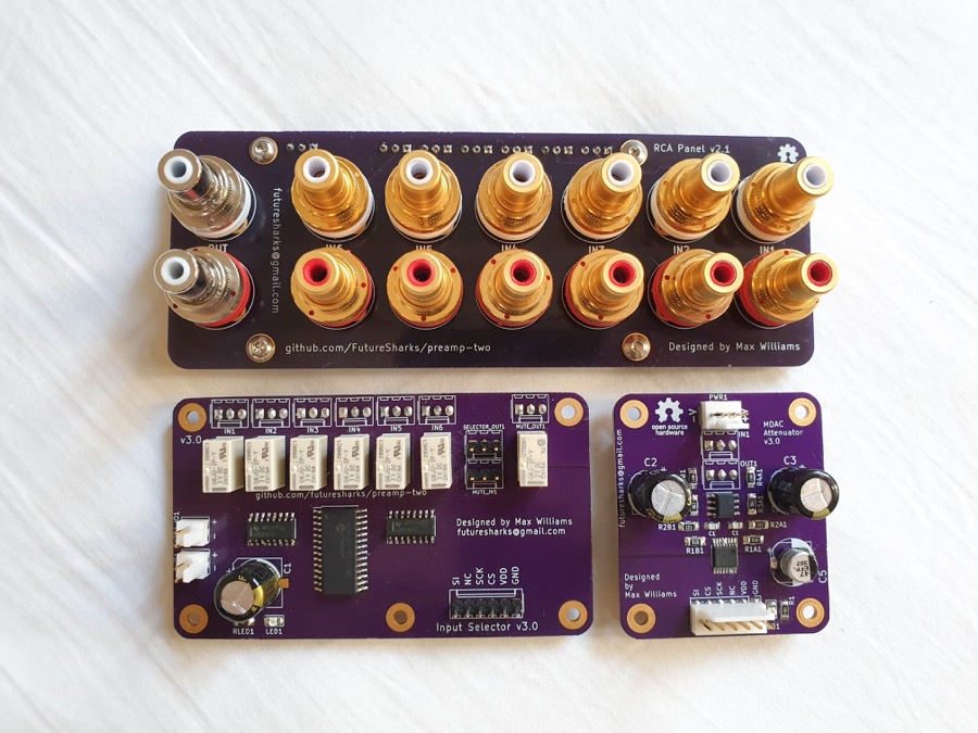 PCBs for MDAC attenuator, input selector, RCA panel for CMC RCAs