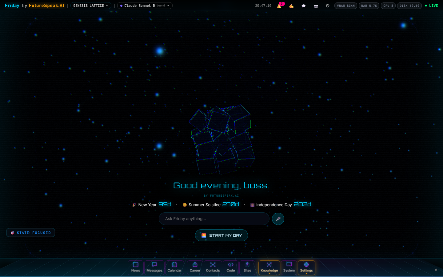 The Friday desktop