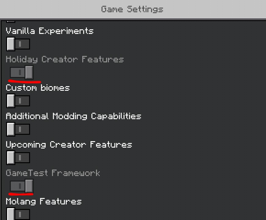 GameTest Framework and Holiday Creator Features