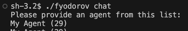 Example of using ./fyodorov chat