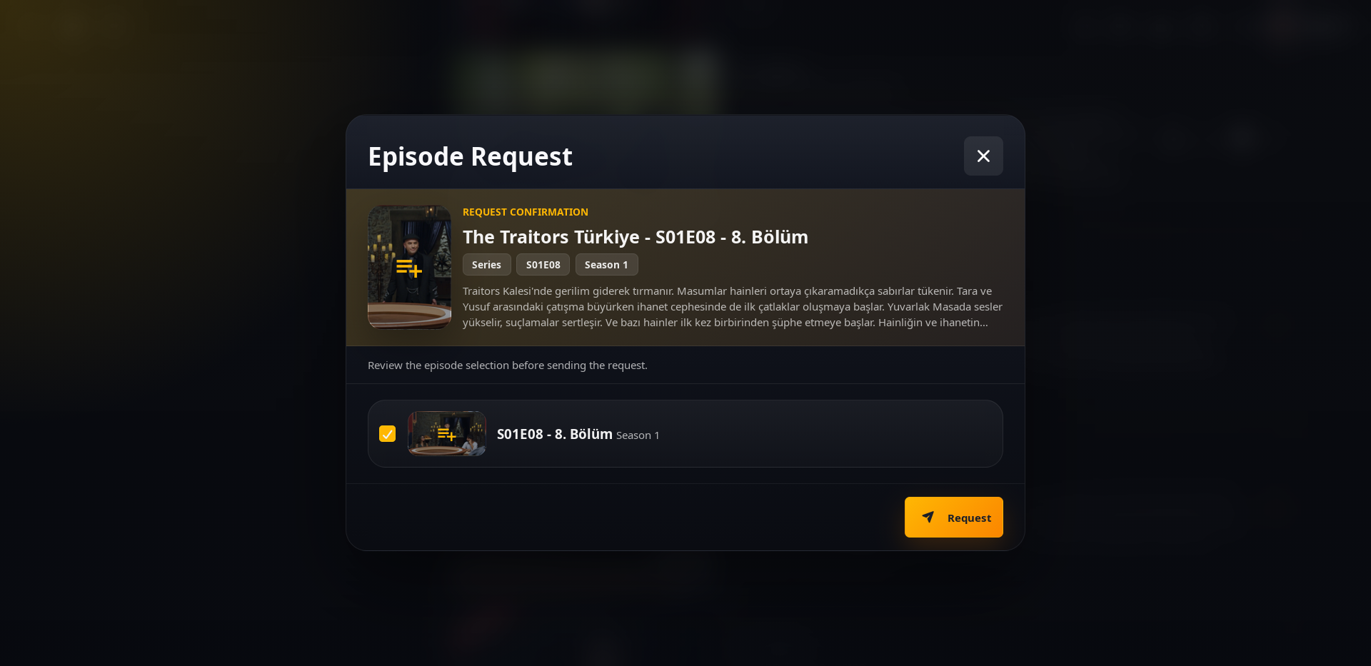 Request confirmation modal