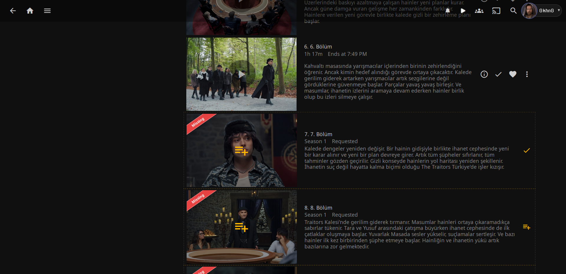 Native item page missing episode request controls