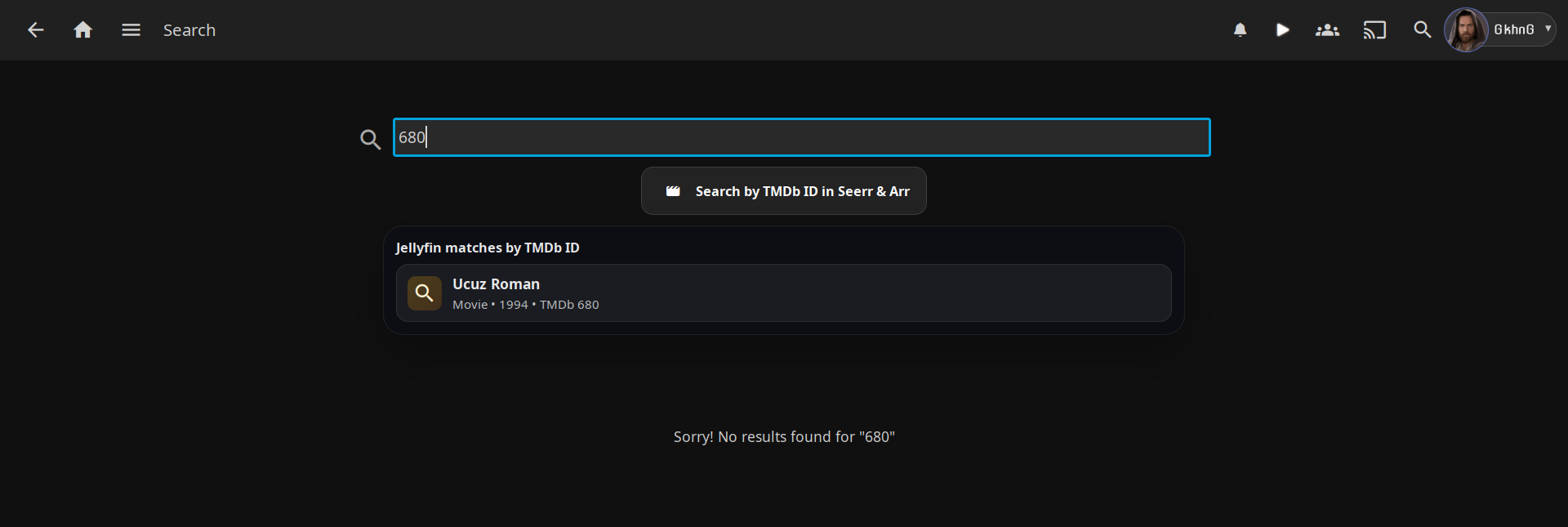 Jellyfin search bridge TMDb ID query action