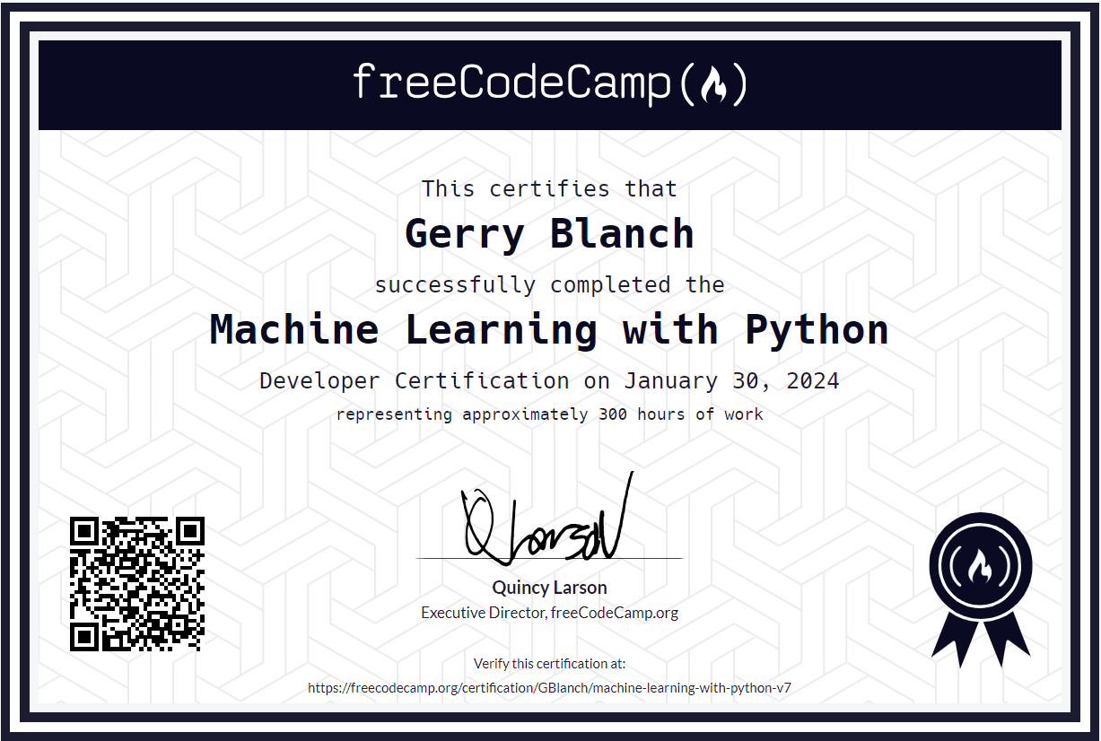 Machine Learning Developer Certification