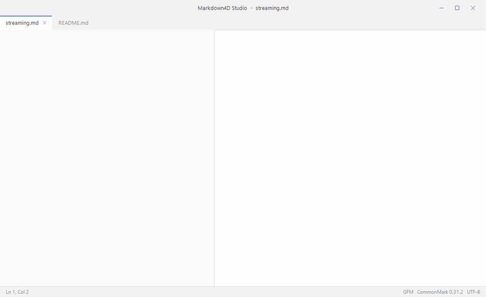 Markdown4D Studio: markdown source on the left, the rendered document on the right, with a table, a chart and a mermaid diagram appearing while the text streams in