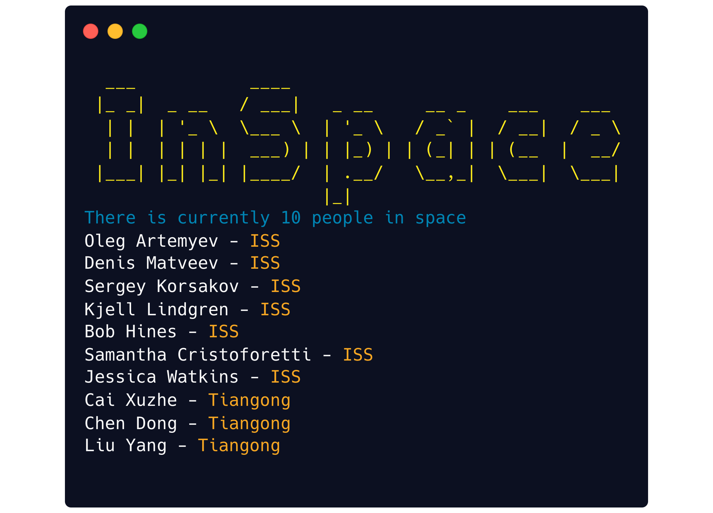 inspace cli executed example