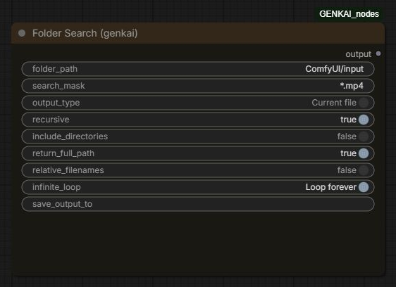 Folder Search node and its file scanning settings