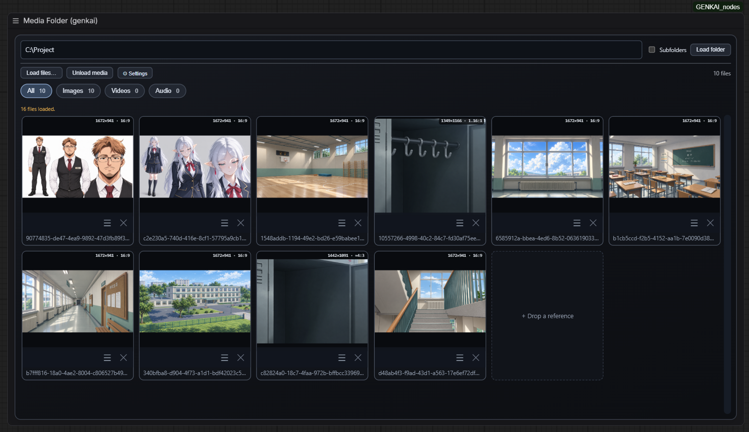 Media Folder with folder thumbnails, media filters and a scrollbar