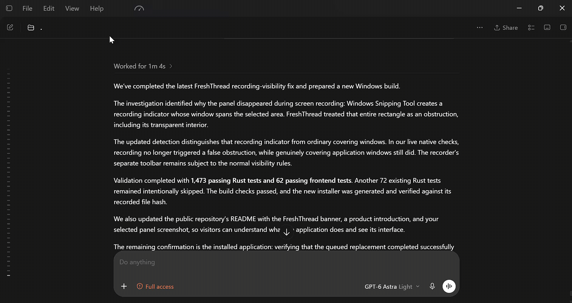 FreshThread in action — looping demonstration.