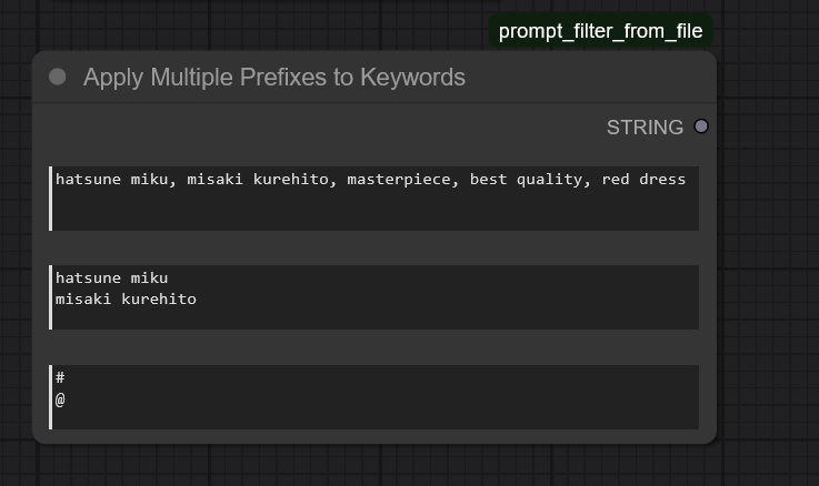 Apply Multiple Prefixes to Keywords node