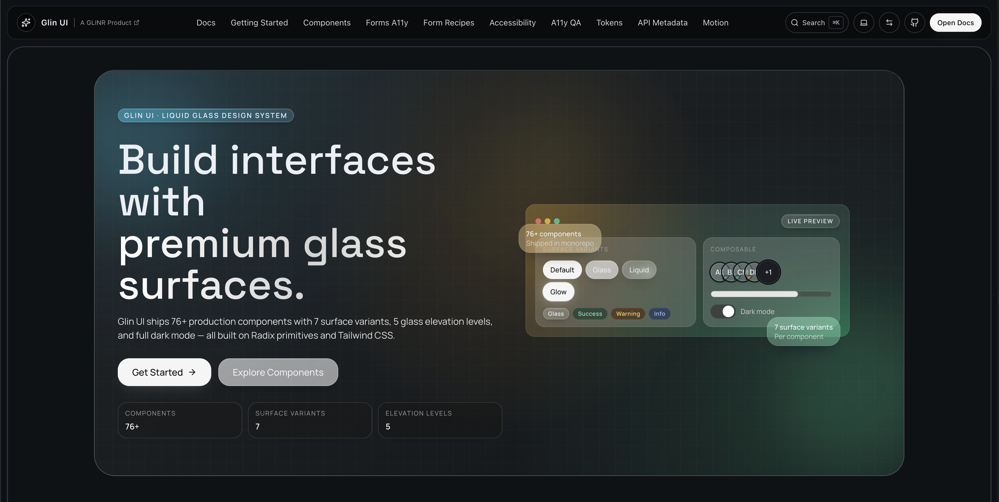 Glin UI — Liquid Glass Design System