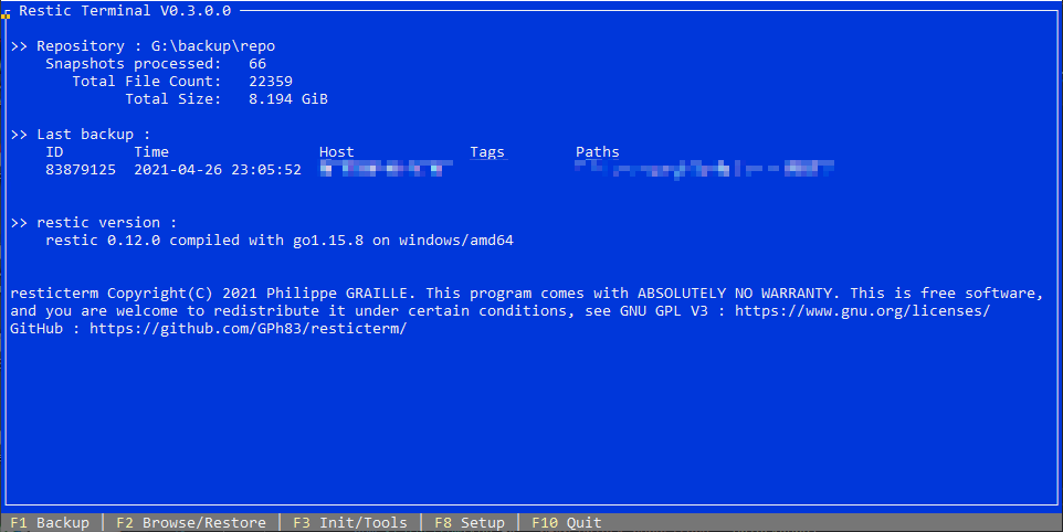 resticterm screen
