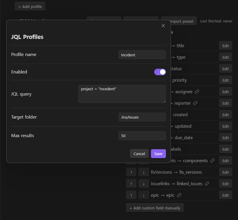 JQL Profile