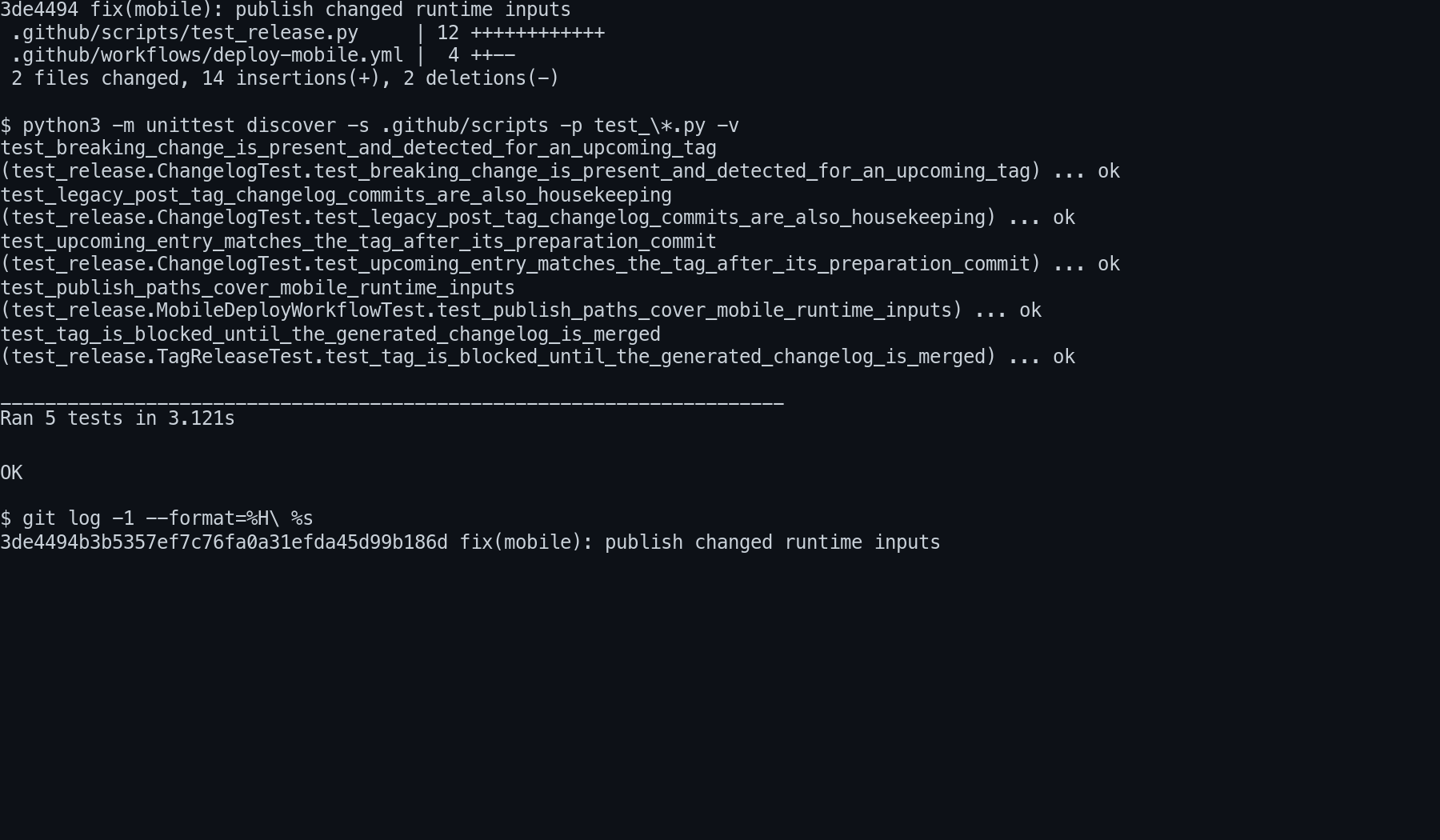Mobile publish path regression proof