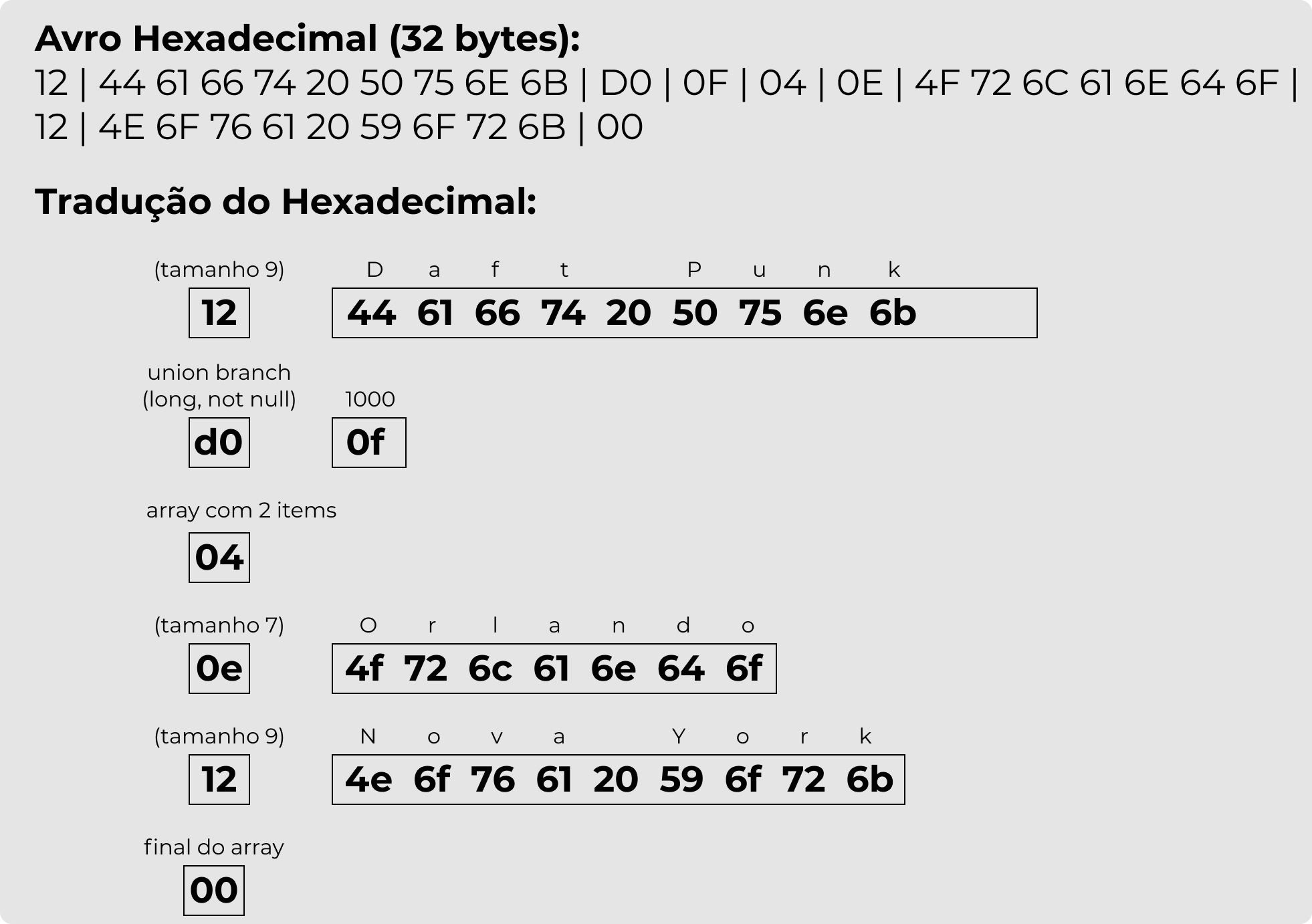 Tradução do binário do Avro