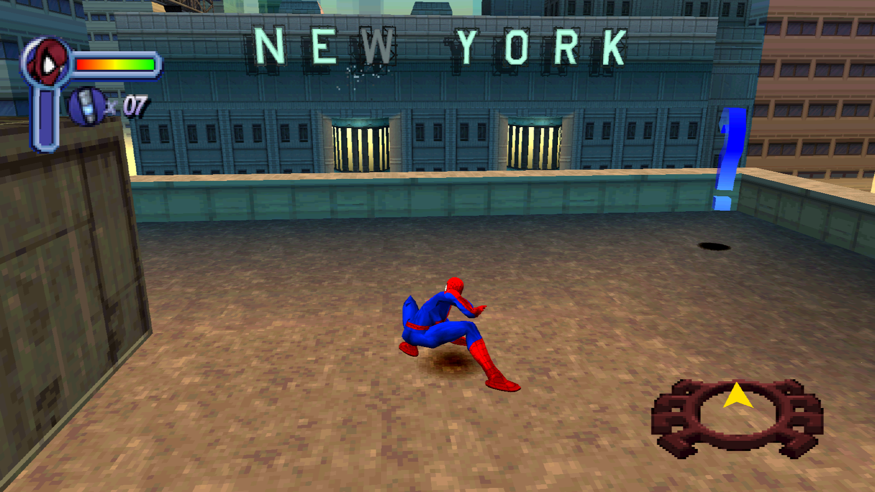 Spider-Man rooftop gameplay in 16:9
